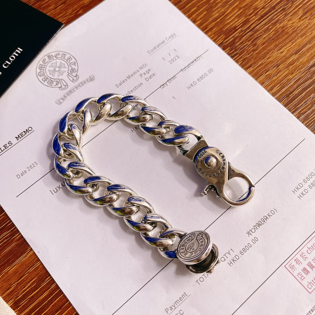 Chrome Hearts Silver Blue Enamel Bracelet